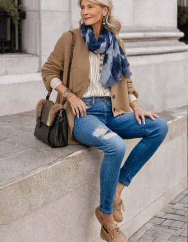 Alltagstauglich mit Jeans und Hemd und Cardigan