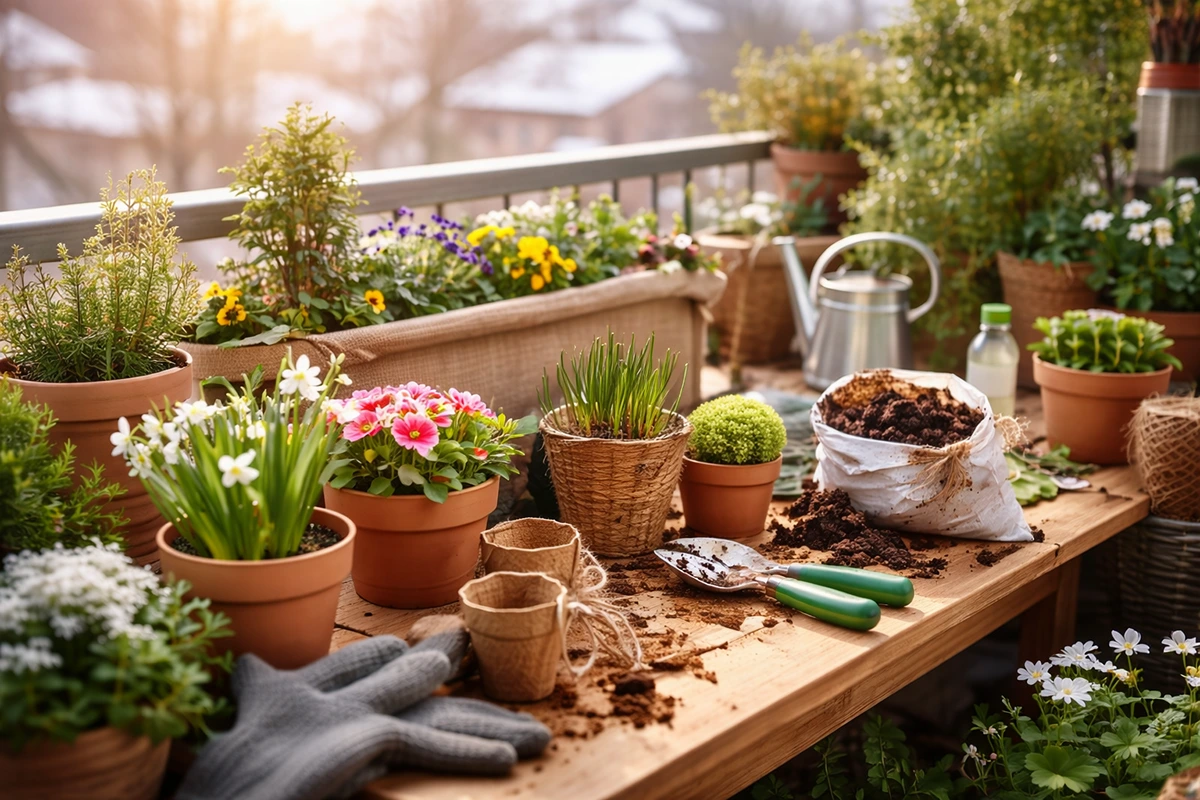 Balkon im Februar - Blumenkästen und Pflanzen richtig vorbereiten