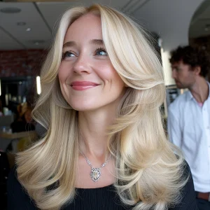 butterfly haircut 2026 – blondes haar mit weichen stufen und volumen