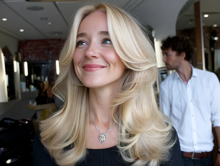 butterfly haircut 2026 – blondes haar mit weichen stufen und volumen