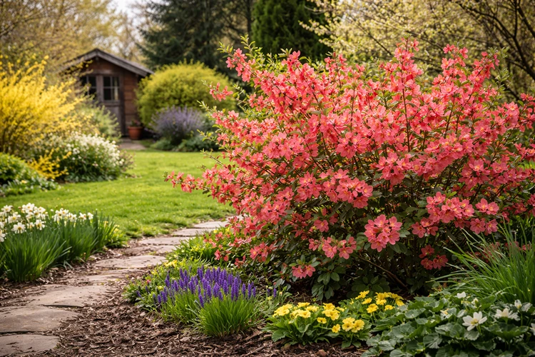 Die Zierquitte hat kräftig pinke Blüten