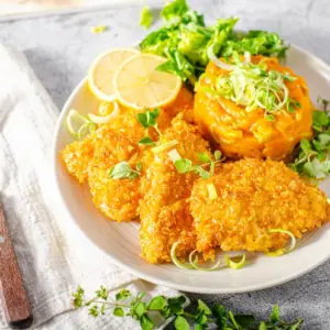 knuspriges Hähnchen mit Cornflakes Panade Backofen schnelle Chicken Nuggets aus dem Ofen