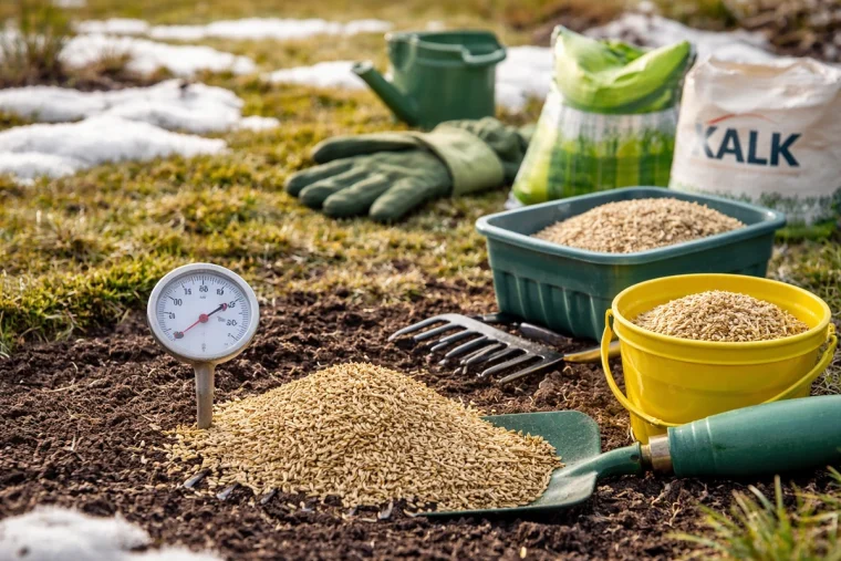 Rasen säen im Februar - Wie Boden- und Lufttemperatur den richtigen Zeitpunkt beeinflussen