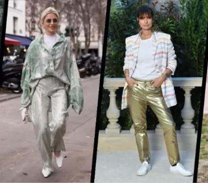 wie Metallic Pants kombinieren Hosen-Trends Frühjahr 2023