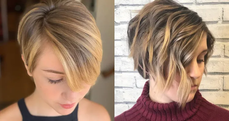 Blond Pixie Cut mit Balayage Kurzhaarfrisuren dünnes Haar Trendfrisuren Frühling 2023