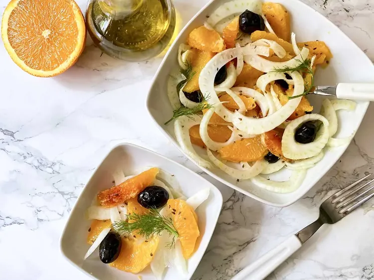 Fenchelsalat mit Orangen und Oliven leichte Salate Rezepte Abendessen