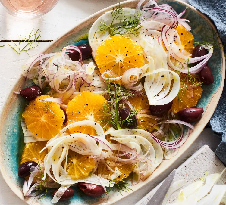 Fenchelsalat mit Orangendressing leichte Salate zum Abendessen kalorienarme Gerichte