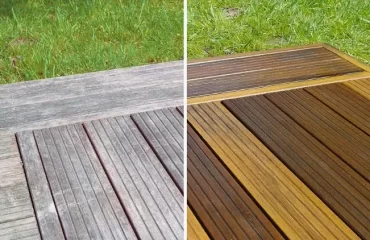 Holzterrasse Grau wieder in ursprünglicher Farbe bekommen