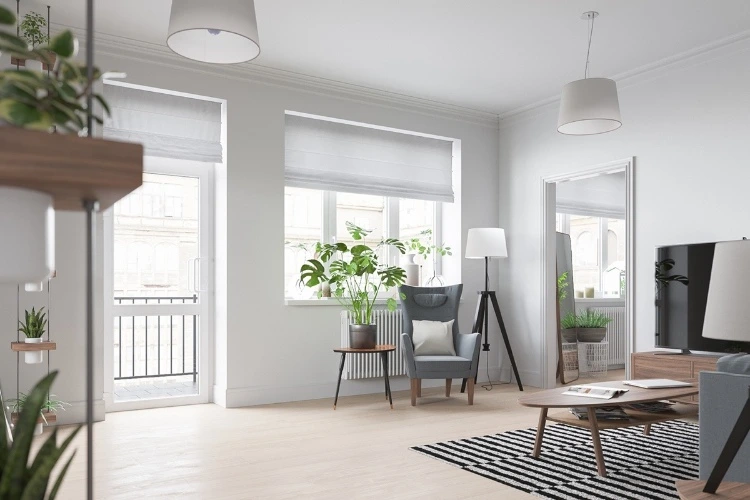 Skandinavische Einrichtung minimalistisch weißes Interior