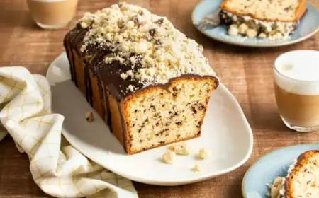 Stracciatella Kuchen mit Schokoglasur aus der Kastenform