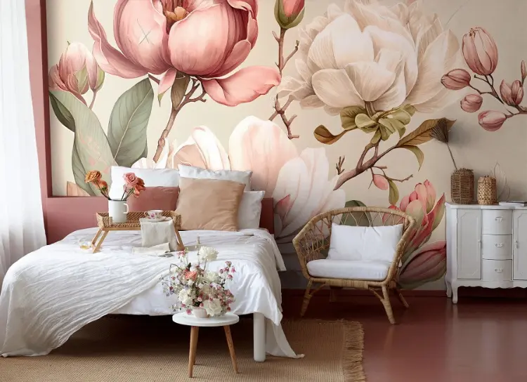 Fototapete für das Schlafzimmer mit Magnolien gestalten