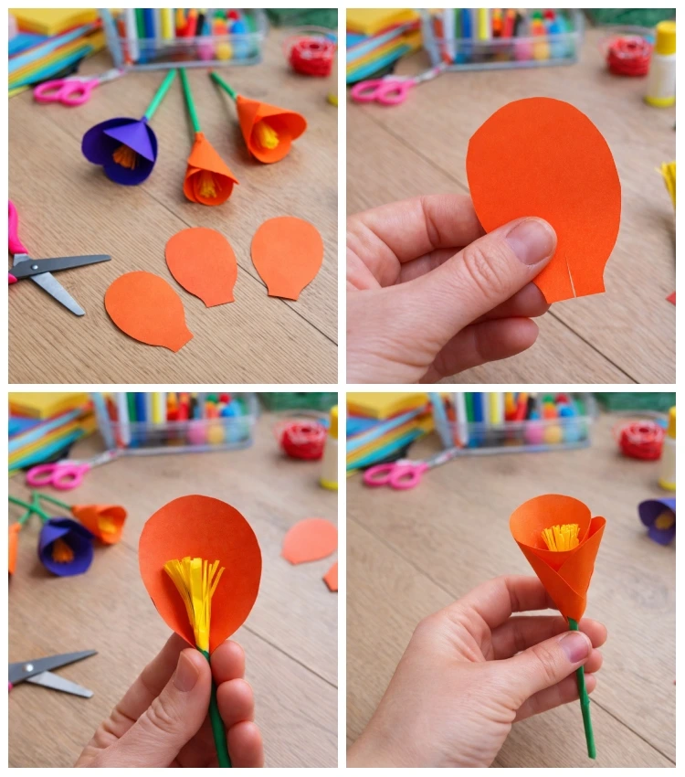 krokusse basteln kindergarten aus papier