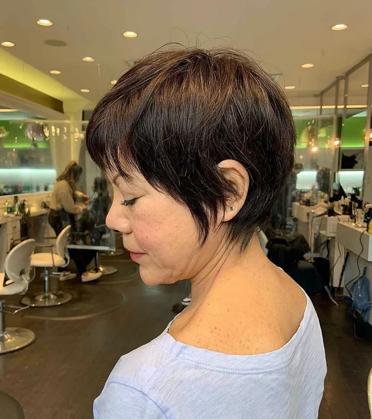 Long pixie with bangs for women over 50