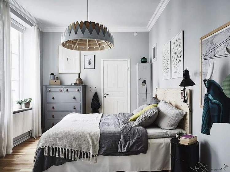 modernes schlafzimmer monochrom mit grau und weiß gestalten und dabei die 60-30-10 regel anwenden