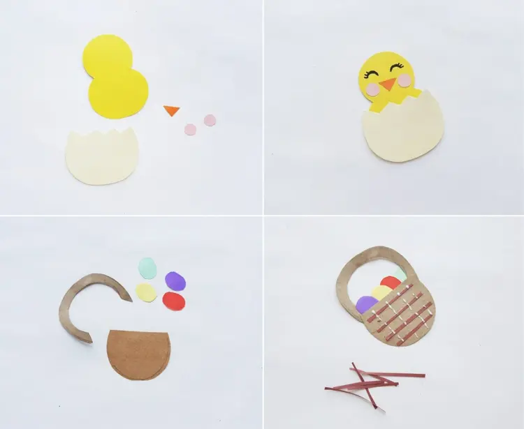 Easter crafts with children and templates - instructions for chicks and Easter basket