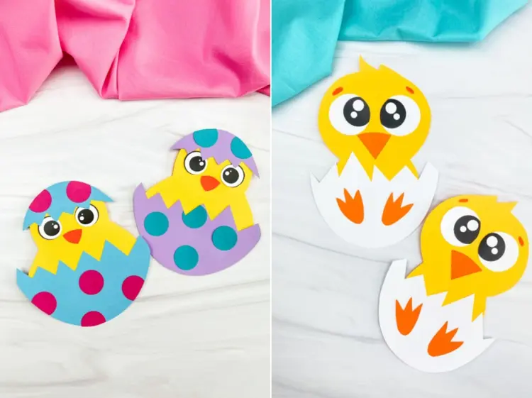 Easter crafts with children and templates - print hatching chicks