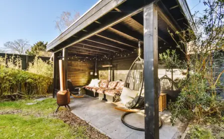 stivoller hängesessel als highlight unter pergola nach dem garten-trend sitooterie