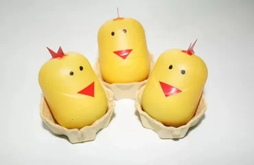 upcycling ideen für Ü eier küken als deko für ostern basteln