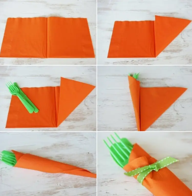 Wrap cutlery in paper napkin and tie together