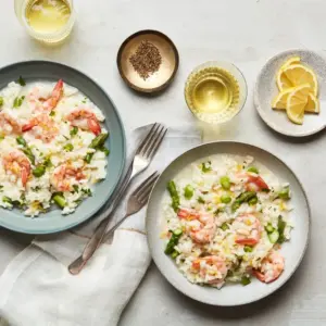 Risotto mit grünem Spargel und Garnelen - Bereiten Sie das leckerste Gericht für den Frühling zu