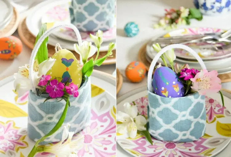 Fold napkins for Easter - make your own gifts with an Easter basket
