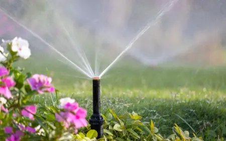 berieselungsanlage installieren und blumen oder rasen im garten auf trockenheit vorbereiten