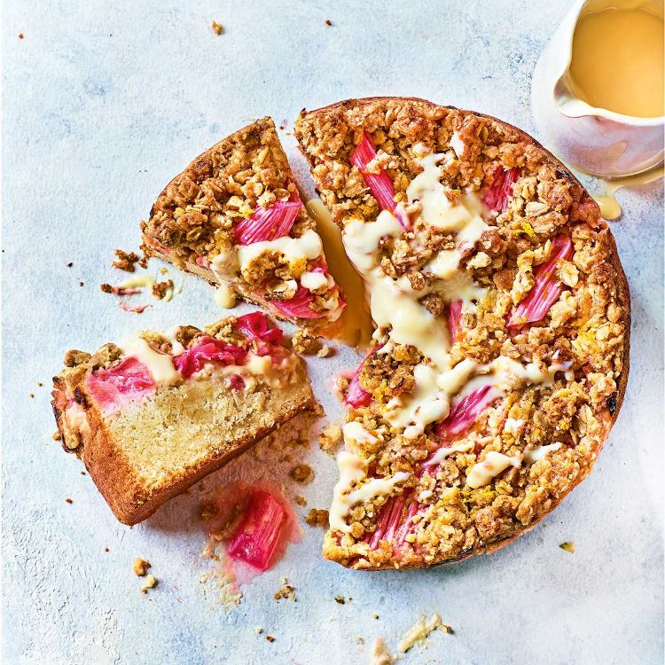 rhabarber schmand kuchen mit streusel schneller frühlingskuchen mit obst