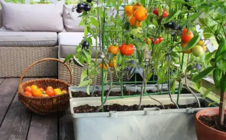 tomaten auf dem balkon mit spalier und schnur hochbinden