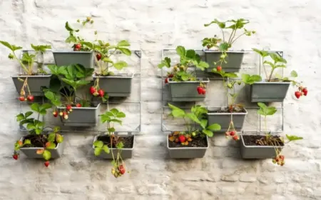 Wo kann man Erdbeeren pflanzen - Vertikal an der Wand mit Blumenkästen