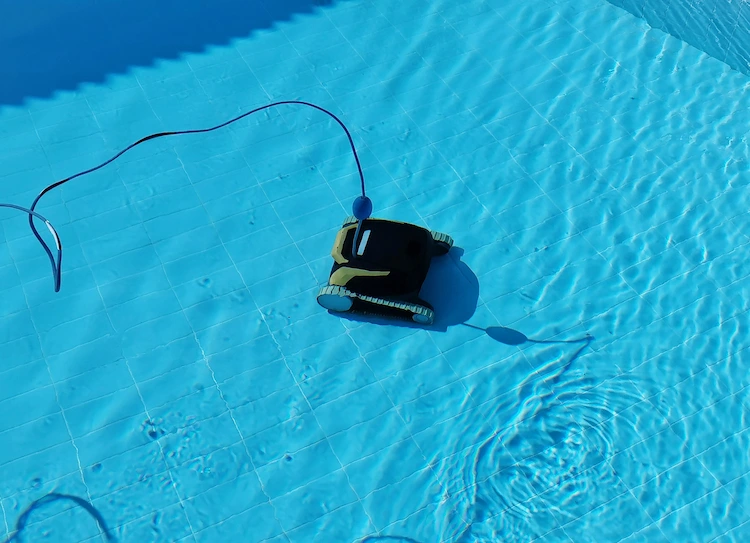 automatically clean the bottom of the pool with a special robot