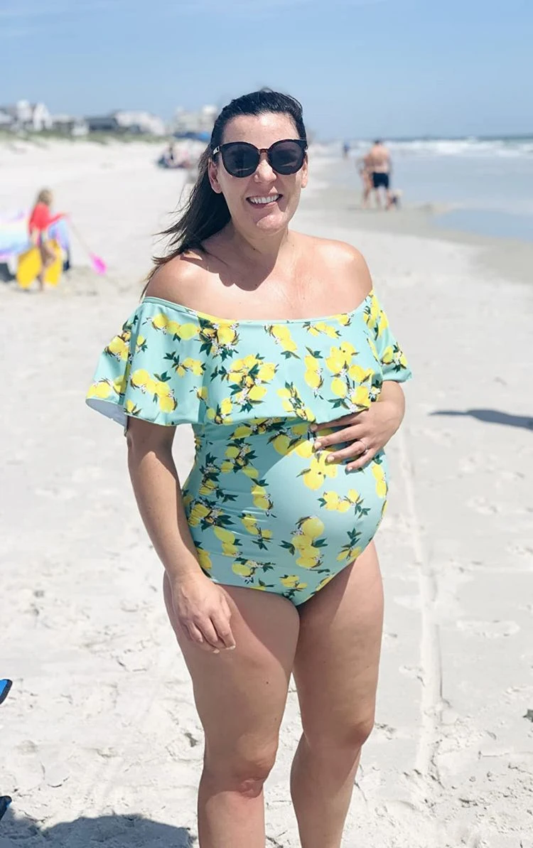 Ruffled swimsuit for pregnant women