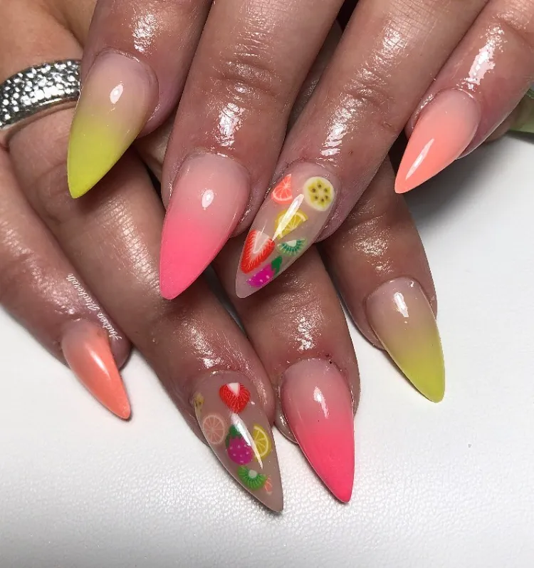 colored ombre nails festival nails 2023