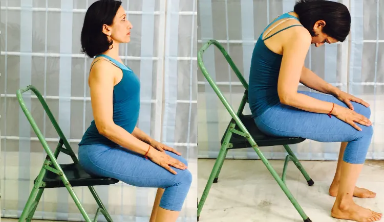 katze kuh Übung ausführung yoga auf dem stuhl senioren
