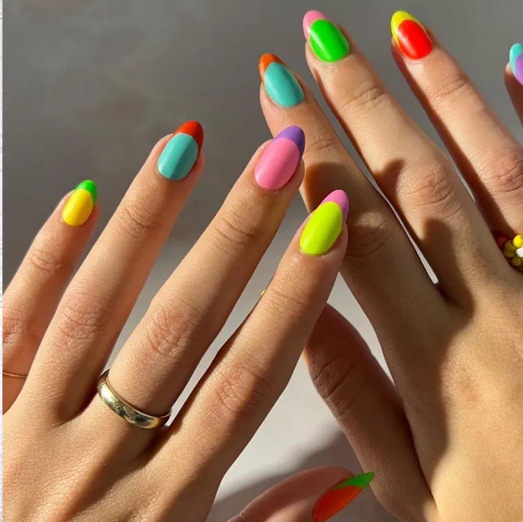 rainbow nails nail trend summer festival nails 2023