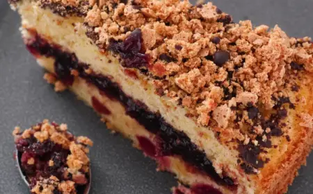 Saftiger Kirschkuchen mit Streusel aus Mandeln und Zucker