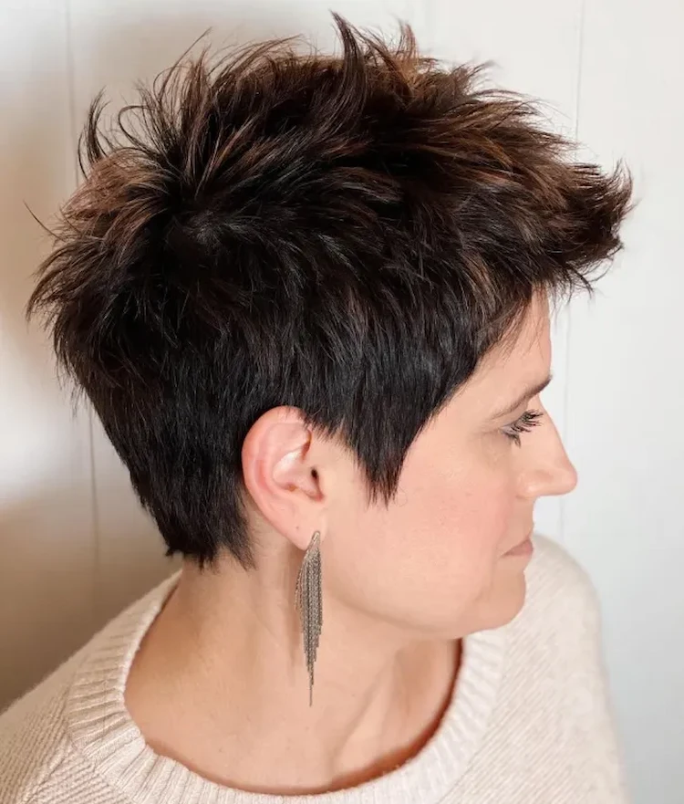 Shaggy pixie for thick hair over 50