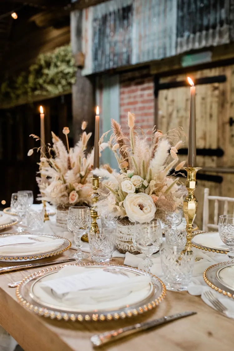 boho tischdeko zur hochzeit pampasgras hochzeitsdeko ideen