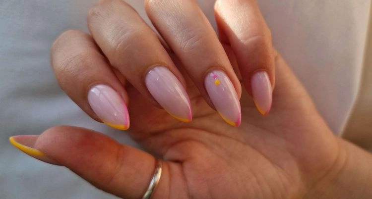 French Nails in Rosa und Orange