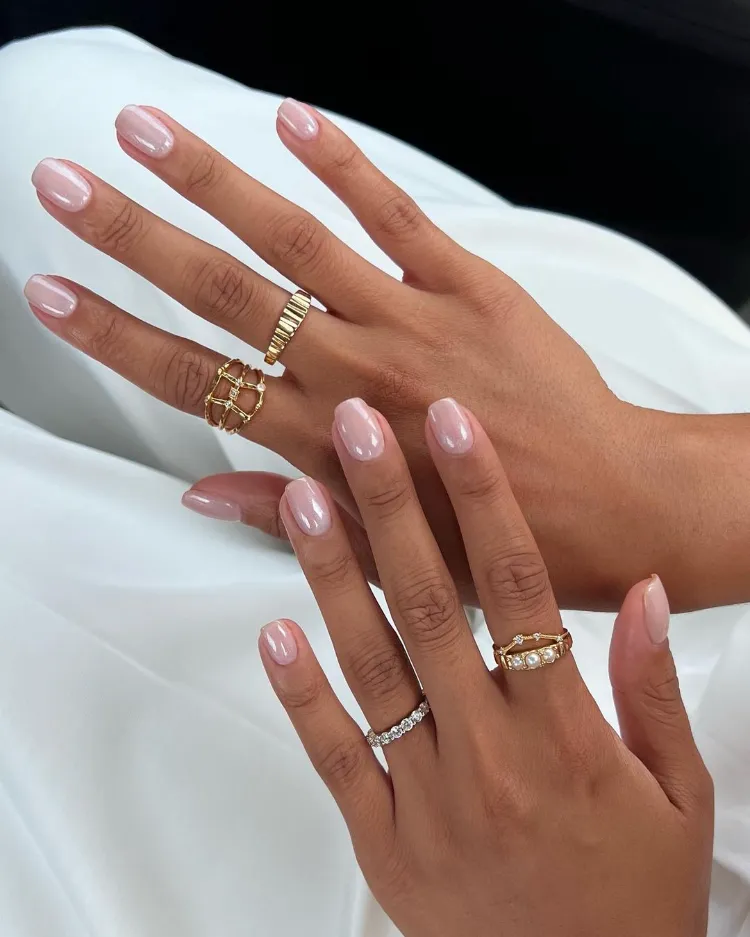 gelnägel hochzeit glitzer nageldesign braut hochzeitsnägel kurz