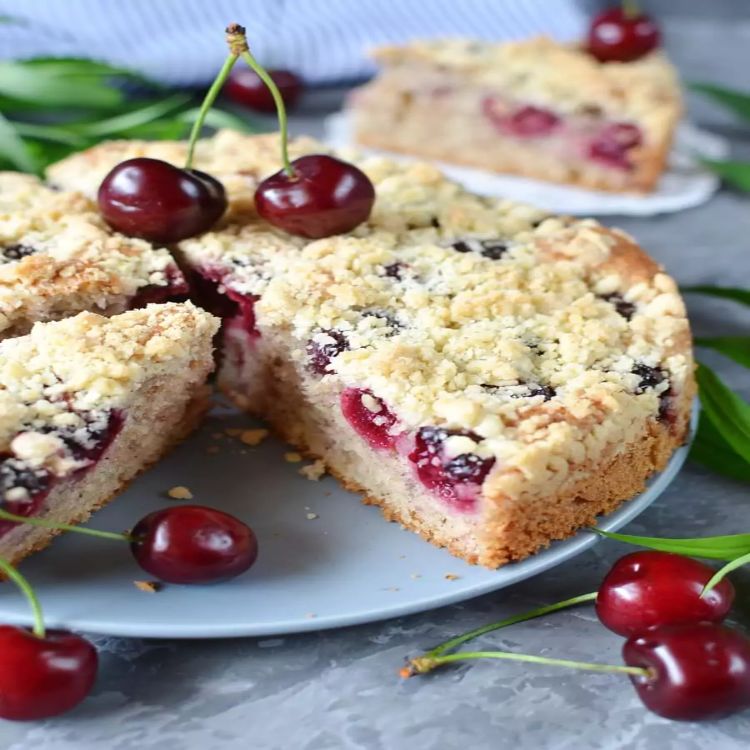 sauerkirschkuchen mit streuseln und pudding kirschkuchen rezept