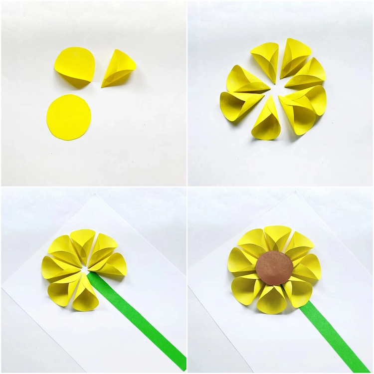 wie man eine gefaltete sonnenblume aus papier herstellt