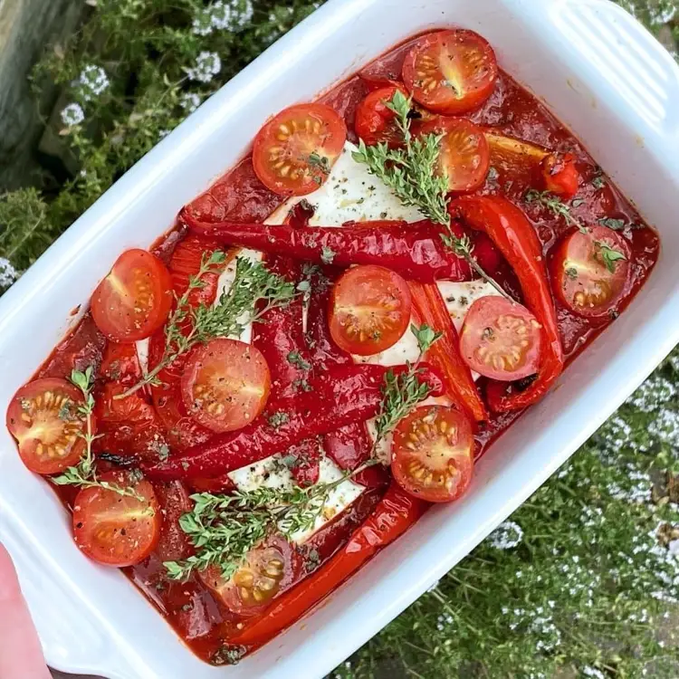 Auflauf mit Feta Tomaten und Paprika zubereiten