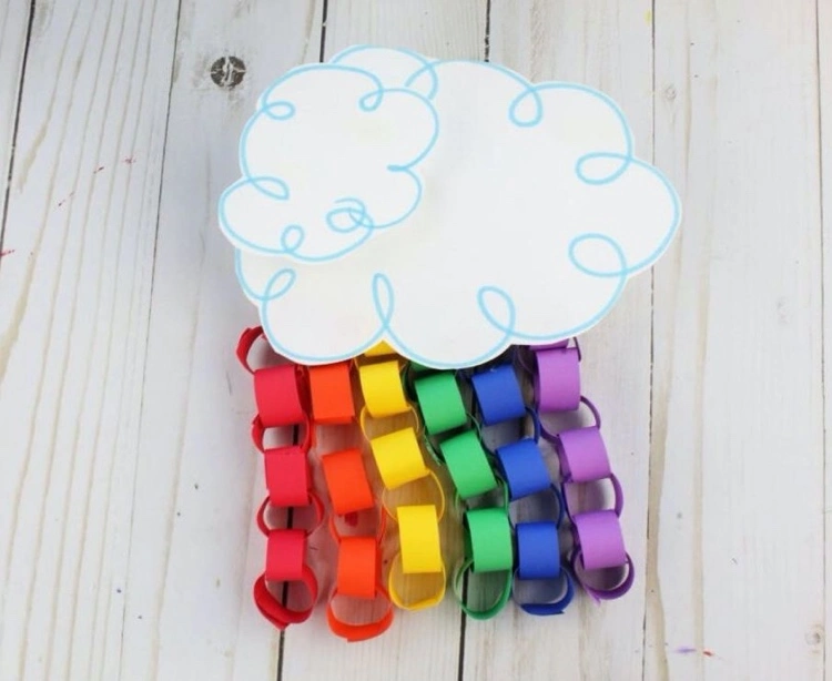 Bastelidee für Kinder Regenbogenwolke aus Papier