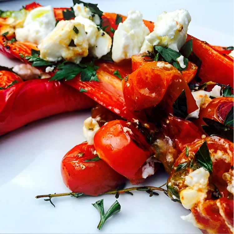 Griechisch kochen im Sommer mit Tomaten und Paprika