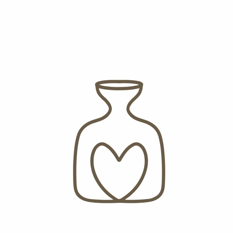 Grußkarten selber machen - Druckvorlage für Vase mit Herz