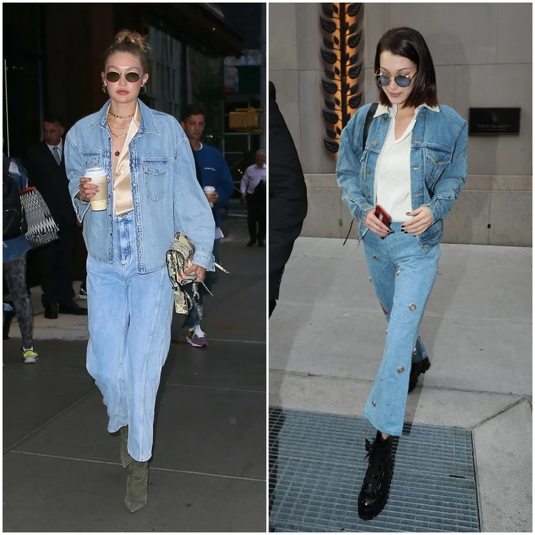 Jeansjacke mit Jeans kombinieren - So stylen den Trend die Supermodel-Schwestern Bella und Gigi Hadid