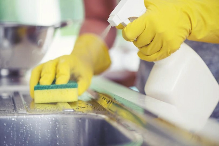 küchenspüle reinigen und die wahrscheinlichkeit für bakterienwachstum im kochbereich verringern