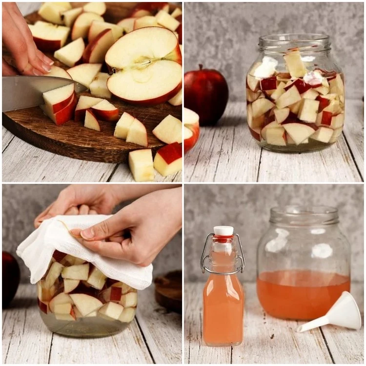 Anleitung, wie Sie Apfelessig aus Apfelstücken oder Apfelresten selber machen können