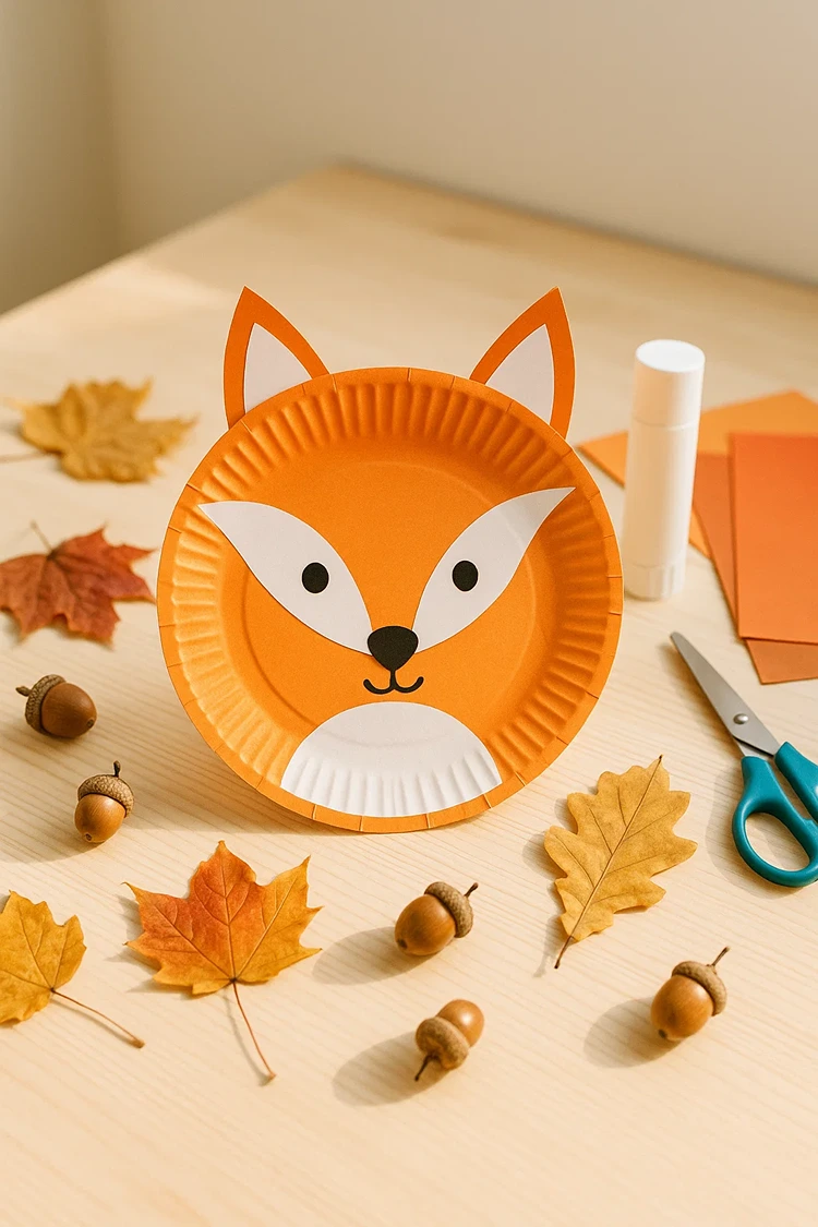basteln pappteller herbst fuchs idee