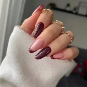 dark cherry french nails bilder herbst nägel 2023